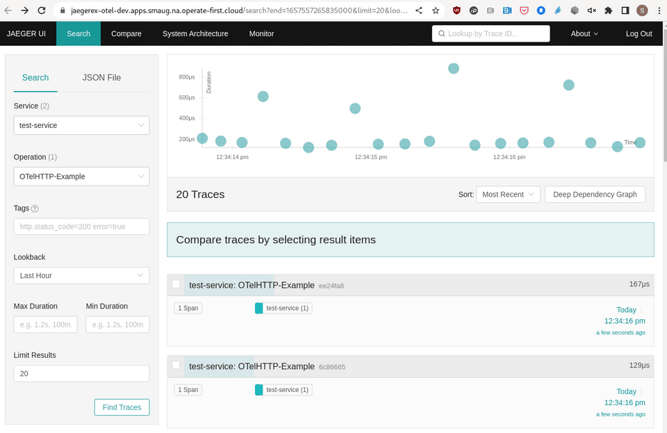 Jaeger Overview from Example App